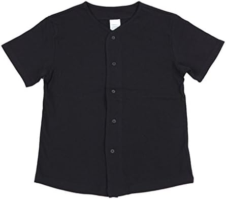 Unisex Kids Solid Short Sleeve Button Down Baseball Jersey Top, XX Small, Black