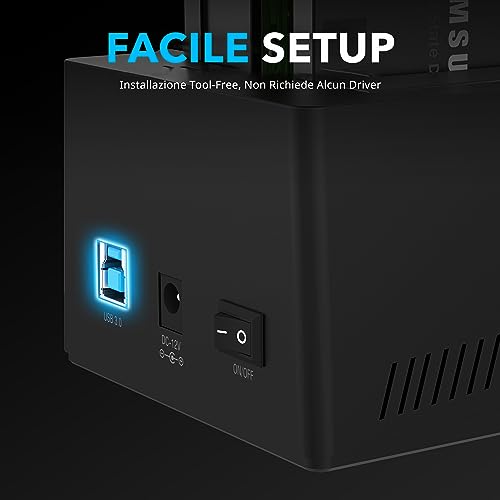 SABRENT 2.5/3.5 Inch USB 3.0 Gen 1 External Hard Drive/HDD SSD Docking Station 2 SSD/HDD Slot with Power Supply for up to 22TB SATA SSD with Hard Disk Cloner Function (EC-HD2B-EU) | Offline Hard Drive Cloner, 2.5 & 3.5 SATA to USB HDD SSD Reader (EC-HD2B)