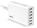 JOTO 50W / 10A 6 Ports USB Charger Power Adapter, Portable Wall Charger Travel Desktop Charge Station for Apple, Android and all other USB Devices (6 outlets USB Travel Charger) (White)