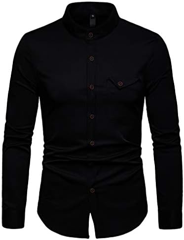 Simayixx Men Shirts Button Down Fashion Blouses White Long Sleeve Office Work Tops Tee Oxford Plain Pullover