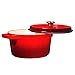 Bruntmor Pre-Seasoned Enameled Cast Iron Dutch Oven with Lid and Handle - 5.2 Quart Heavy Duty Casserole Dish for Cooking, Baking, and Braising - Oven Safe, Durable, Round Cast Iron Cooking Pot - Red