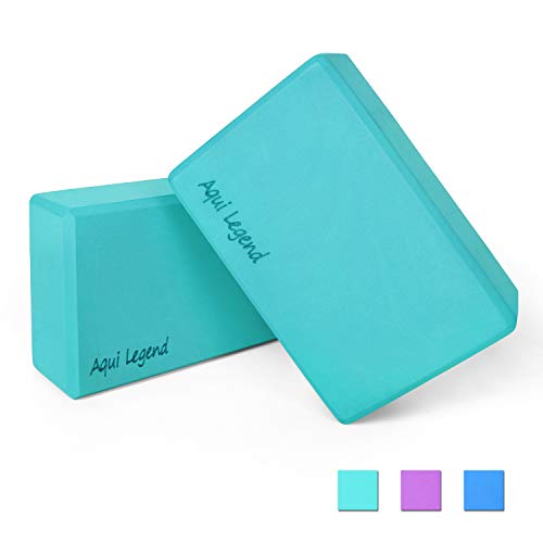 Aqui Legend Yoga Blocks 2-Pack, High Density Latex-Free EVA Foam Blocks for Yoga/Pilates/Meditation, Non-Slip Surface for Improve Stretching and Aid Balance and Flexibility (Turkis)