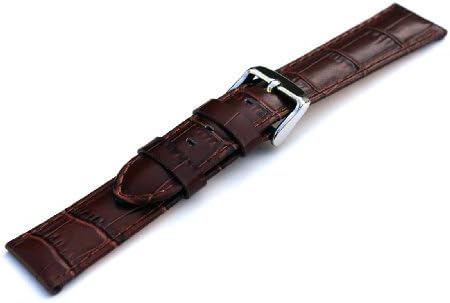 Suisse CourroieBrown Genuine Leather Crocodile Pattern 20 Millimeters Watch Strap w/SS Clasp