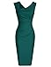 MUXXN Women's Vintage 1950s Style Sleeveless V Neck Midi Business Wear to Work Pencil Dress Dark Green XL