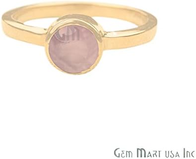 24k Gold Plated Rose Chalcedony Single Stone Solitaire Gemstone Ring, Choose Ring Size(GPRC-12007) (8 US/Canada)