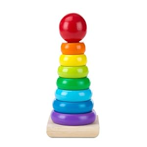 Melissa & Doug Rainbow Stacker Wooden Ring Educational Toy – Wooden Rainbow Stacking Rings Baby Toy, Stacker Toys For…