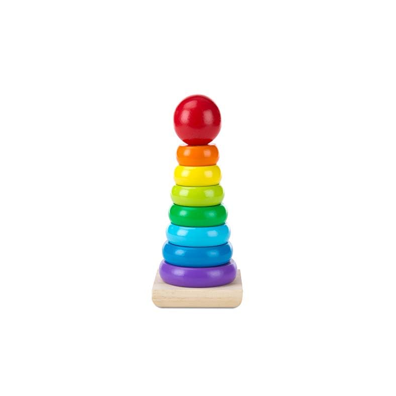 Melissa & Doug Rainbow Stacker Wooden Ring Educational Toy – Wooden Rainbow Stacking Rings Baby Toy, Stacker Toys For…