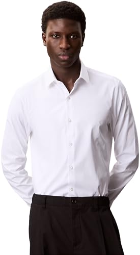 Camisas de Vestir Delgadas ESNTL Poplin Nos STR SLD para Hombre, Color Blanco (Blanco), S