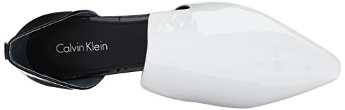 Calvin Klein Womens Edona Loafer Flat White Black Medium