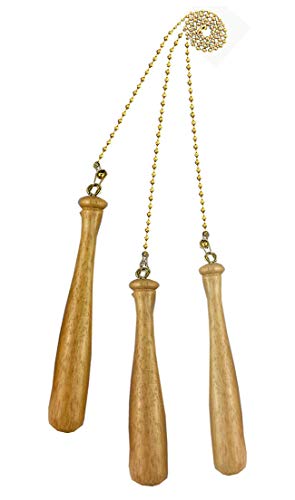 Runwireless Decorative Baseball Bats Sports Ceiling fan pull with beaded chain - 3 Pack - FA256