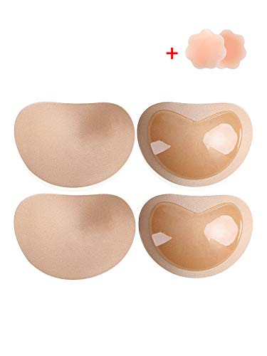 YLOVAN Adhesive Bra Pads Inserts Silicone Push Up Removable Pads for Sports Bra 2 Pairs