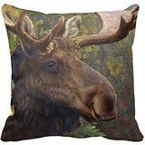 Moose Close Up Photo Throw Pillow Case Cover Home Decor Office Decorative Square 18X18 Inches Two Sides