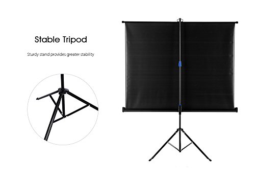 120 Inch Projector Screen with Foldable Stand Tripod, GBTIGER Diagonal HD 4:3 Pull Up Portable Indoor and Outdoor PVC Movie Screen with Wrinkle-Free Design 160° Viewing Angle