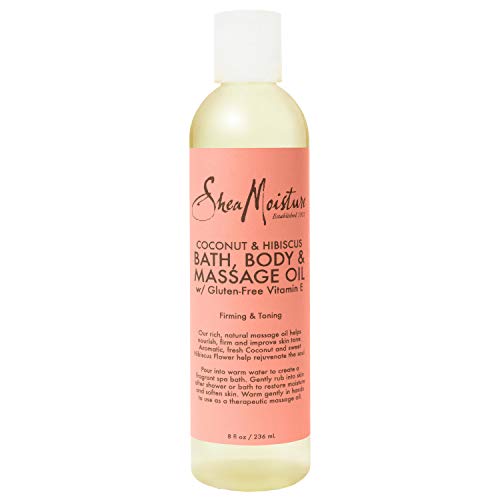 Amazon Com Sheamoisture Bath Massage And Body Oil For Dull Skin Coconut Oil And Hibiscus For Glowing Skin 8 Oz Beauty