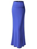 TWINTH Womens Solid Flared Maxi Long Skirt