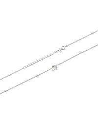 CISHOP - Collar minimalista con colgante de estrella pequeña de plata de ley para mujeres y niñas, base chapada en platino, Adjustable, CIS-NL18-Moon