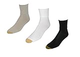 Gold Toe Womens Plus Size Cotton Turn Cuff Ankle Socks (Pack of 3), Shoe Size 8 - 13
