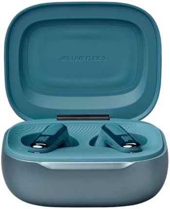 Live Flex 3, Écouteurs sans fil, Bluetooth, jusqu'à 50 h d'autonomie, Réduction de Bruit Active, son haute fidélité JBL Signature, étanches à l'eau IP54, bleu