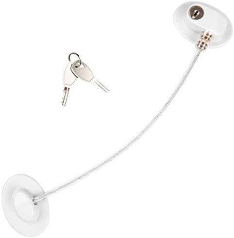 Refrigerator Door Lock Kit with Keys: Solid Plastic Door Locks with 3M Adhesive for a Fridge, Freezer, Cabinet & More - Child Proof Safety Lock for Baby Proofing & Securing Sensitive Items - White