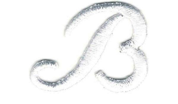Amazon Com Embroidered Iron On Sew On Patch Fancy White Script Cursive Alphabet Letter B Great Quality Applique 1 X 1 1 8