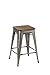 BTEXPERT Set of 4 24-Inch Industrial Stackable Tabouret Metal Vintage Antique Style Clear Brush Distressed Counter Bar Stool Modern Wood Top Seat