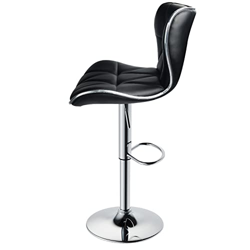 Leopard Shell Back Adjustable Swivel Bar Stools, PU Leather Padded with