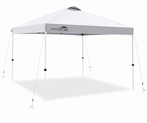 EAGLE PEAK 10' x 10' Pop Up Canopy Tent Instant Outdoor Canopy Straight Leg Shelter with 100 Square Feet of Shade (White) (Best Pop Up Canopy)