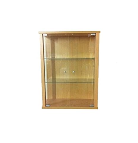 K-Möbel Hängevitrine Sammlervitrine Vitrine Hängeschrank Buche Dekor 2 Glaseinlegeböden 80x60x25 cm