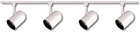 Track Lighting by HOMEnhancements 4 Light Round Back on Adjustable Rails White 48 inch / 4 feet Wide Best Traditional Collection