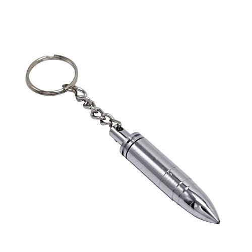 Bullet Cigar Punch Cutter Keychain Ejector and Key Ring Kit Silver