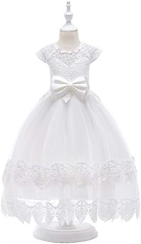 NOMSOCR Kids Bandage Lace Costume Dress Girl Pageant Christmas Party Princess Dresses (9-10 Years, White)