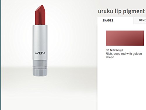 AVEDA Uruku Lip Pigment Lipstick Rich Deep Red w/Golden Sheen RV$17 #33 Maracuja