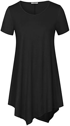 Fanfly Women's Swing Tunic Tops V-Neck Short Sleeve Casual Flowy T Shirts