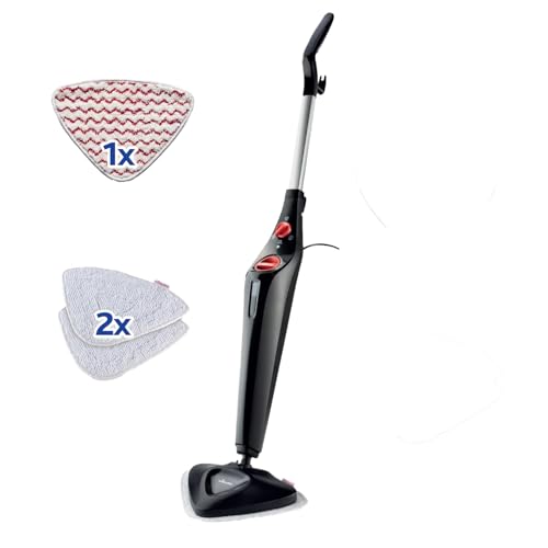 Vileda Steam PLUS con Power Pad|scopa a vapore|pulizia e igiene con il vapore|elimina fino al 99.9% dei batteri e virus|ideale per tappeti, moquette e tutti i tipi di pavimento|senza uso di detergenti