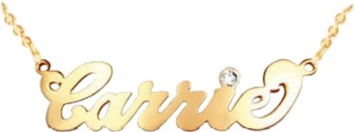 14kt. Yellow Gold Plated Nameplate Necklace Jewelry, Name Jewelry Worn By Sarah Jessica Parker in Sex and the City (Gold Plated Over Sterling Silver)