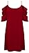 Women Cold Shoulder Chiffon Trumpet Sleeve Spaghetti Strap Dress Tops Red Large