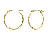 14k Yellow Gold Twisted Round Hoop Earrings