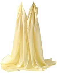 Bellonesc Silk Scarf 100% silk Long Lightweight Sunscreen Shawls for Women (light yellow)