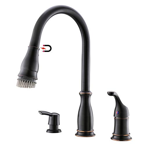APPASO 3 Hole Kitchen Faucet with Pull Down Docking Sprayer