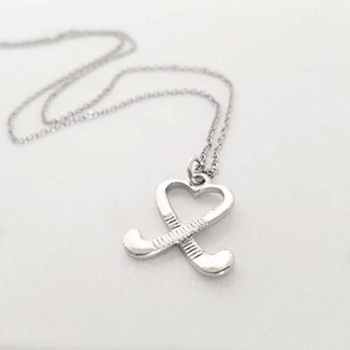 Field Hockey Sticks Charm Necklace Silver Jewelry Handmade