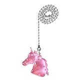 Pink Unicorn fan or light pull with embedded silver