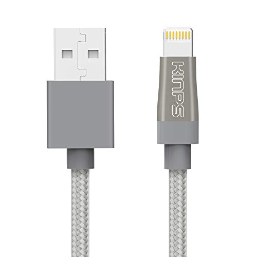 KINPS Apple MFi Certified Lightning to USB Cable Nylon Braided iPhone Charger Cord Super Long Compatible with iPhone X/8/8 Plus/7/7 Plus/6S/6S Plus, iPad Pro/Air/Mini (10ft/3m, Silver)