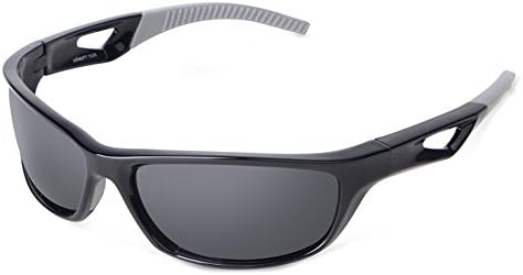 Sports Style Polarized Sunglasses for Men Women Baseball Running Cycling Fishing Driving Golf Softball Hiking Sunglasses Unbreakable TR90 Frame Bright Black-Grey