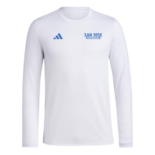 adidas Mens San Jose Earthquakes Pre-Game Long Sleeve Soccer T-Shirt,White/San…