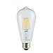 Led Filament Bulb Retro Vintage Edison Style ST64, Dimmable, E26 Medium Base, Warm Color Light, 750 Lumens, 60 Watt Incandescent Equivalent (Clear Color Glass, 6 Watt, Pack of 4)