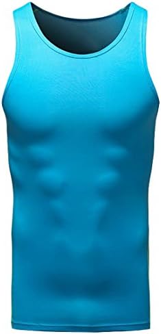 Papijam Men's Outdoor Short Sleeve Sports Tights Tank T-Shirt Baselayer Fast Dry Gym Running Comfy Compression Tank Top Sky Blue S