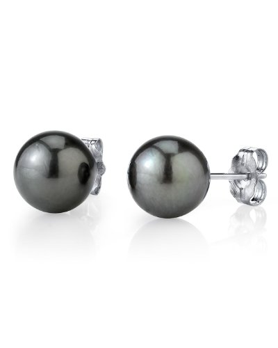 14K Gold 13-14mm Tahitian South Sea Cultured Pearl Stud Earrings - AAAA Quality