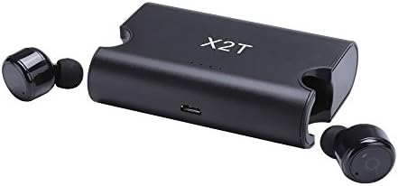 LENMO Wireless Bluetooth Earbuds X2T Mini Invisible Portable Bluetooth Headphones Noise Cancelling In Ear Headsets with Charge Box for iPhone Samsung HTC Motorola Android Smartphones (Black)