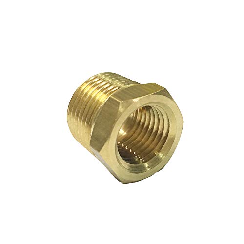 NIGO Brass Pipe Fitting, Hex Bushing (1 Pack, 1/2" NPT Male x 3/8" NPT Female)
