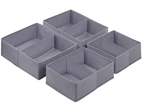 homyfort Clothes Drawer Organizer Dresser Dividers,Foldable Storage Bins Box Cubes for Underwears,Bras,Socks,Nursery/Kids Room,Cabinet Set of 4 Dark Grey